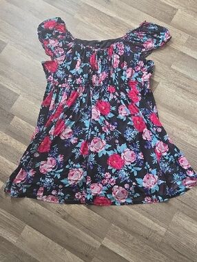 torrid Black Floral Babydoll Dress with Pockets